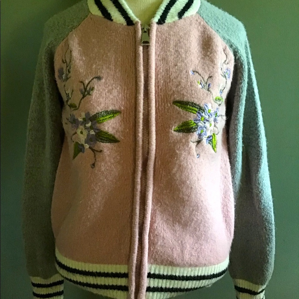 💖Host Pick💖 True Craft knit floral bomber jacket